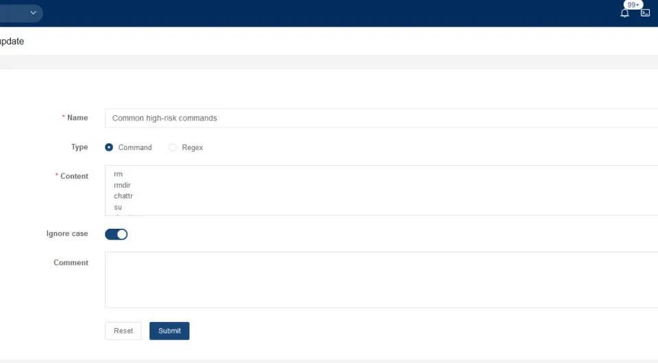 Настройка фильтра опасных команд в JumpServer PAM